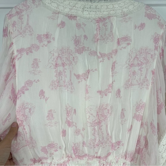 FillyBoo Charm Your Way Ruched Cottagecore Maxi Dress Gown in Sunday Pink Large - Picture 5 of 12